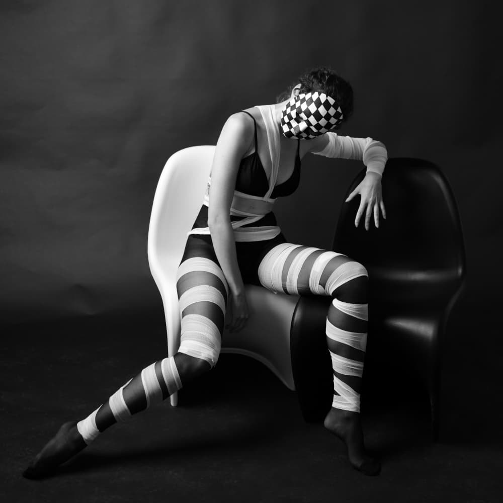 Black White Wrapped Woman by Yoram GIL — canvas wall art