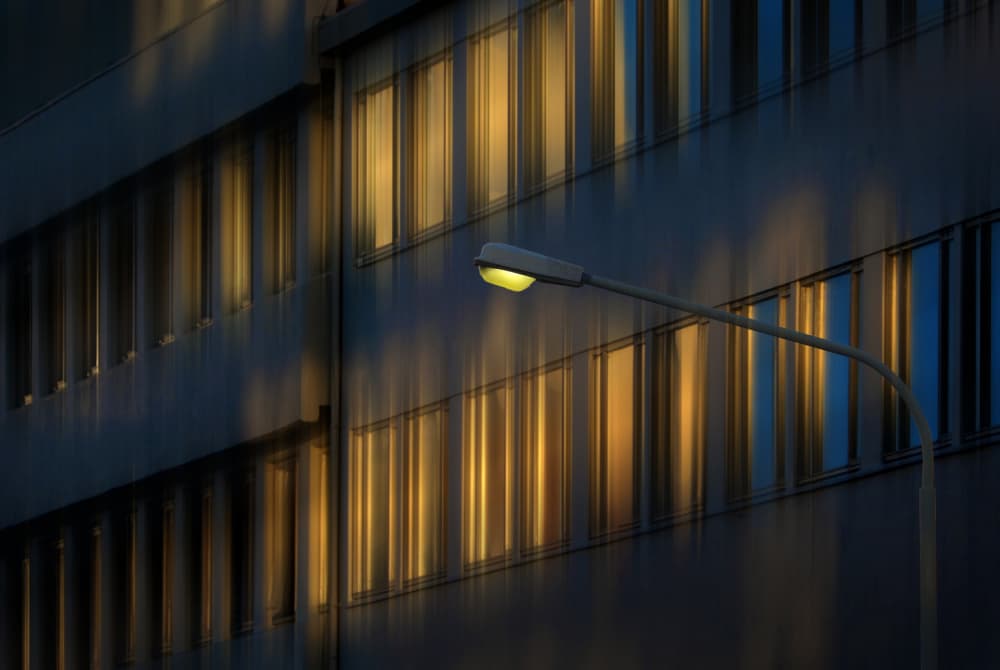 Golden Windows City Night by Hans-Wolfgang Hawerkamp — canvas wall art