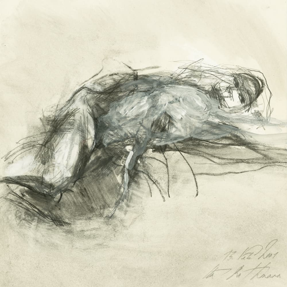 Reclining Charcoal Nude by Ute Rathmann — canvas wall art