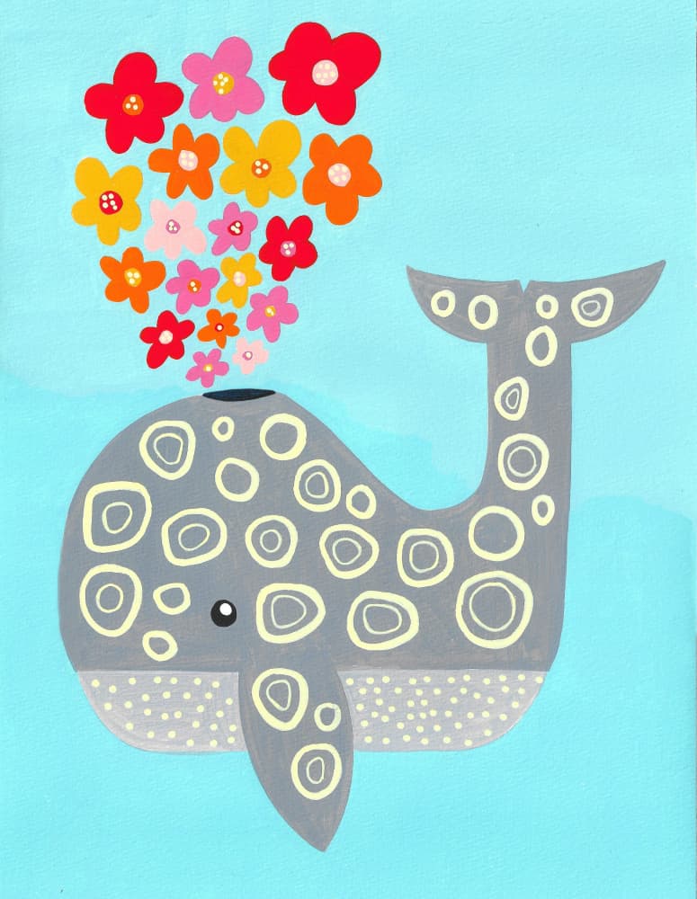 Floral Spouting Whale by Sara Coulter — canvas wall art