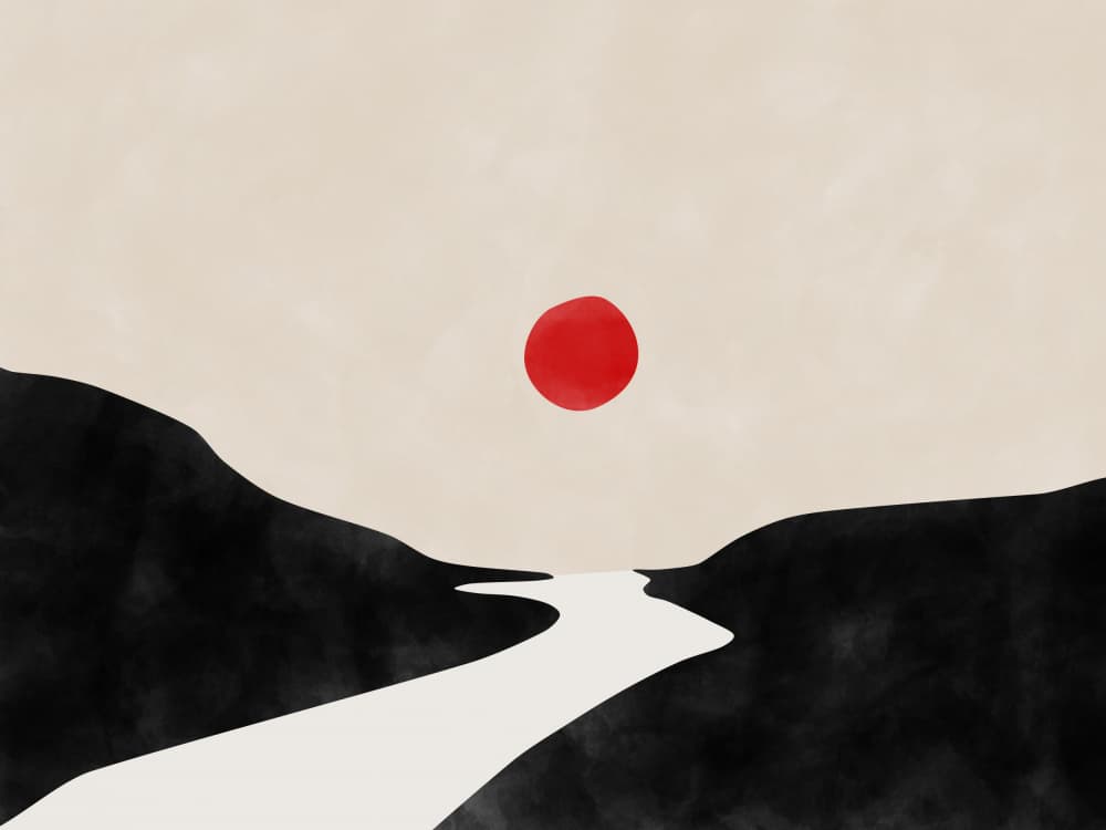 Red Sun Zen Landscape by Elena Ristova — canvas wall art