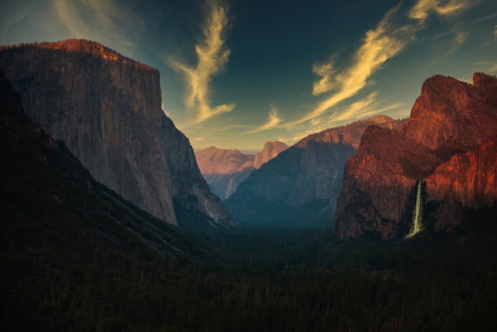Golden Hour Valley Waterfall by pirouz moshavash — canvas wall art