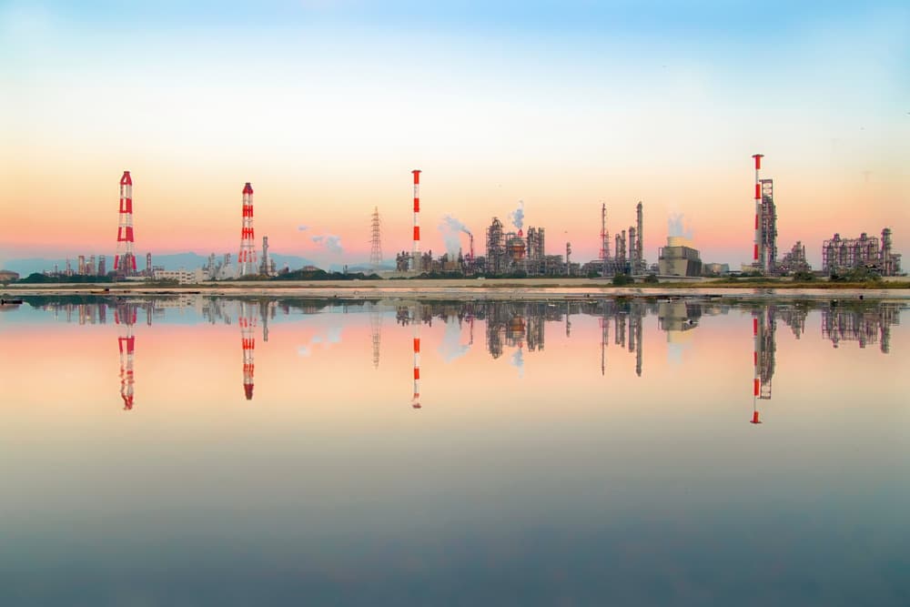 Refinery Water Reflection by Haruyo Sakamoto — canvas wall art
