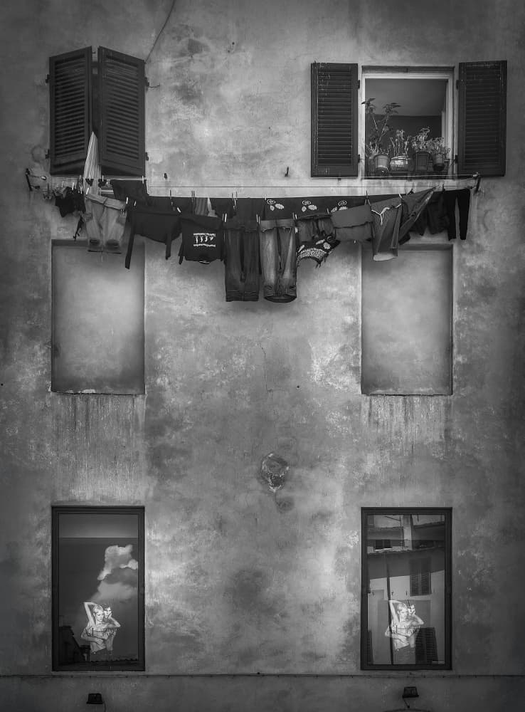 Urban Laundry Reflections by Eugenio Pastor Benjumeda — canvas wall art