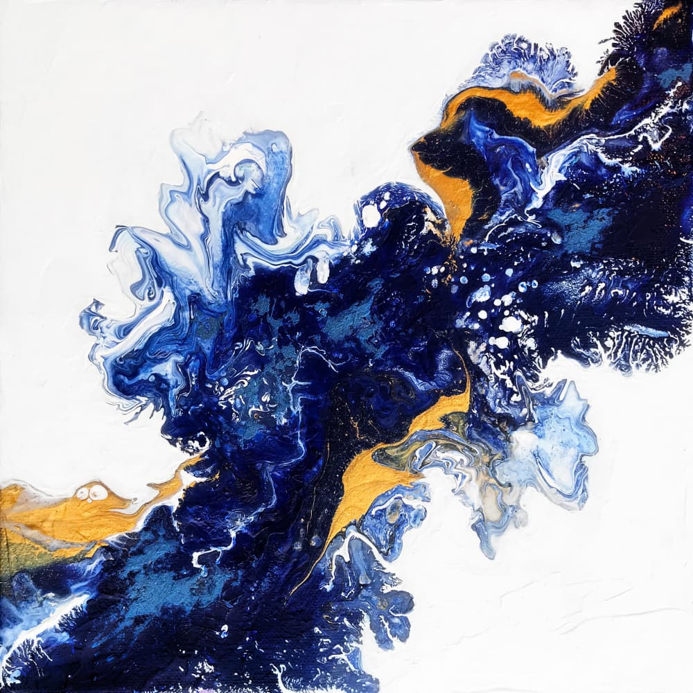 Blue Gold Flow by Alyson Storms — canvas wall art