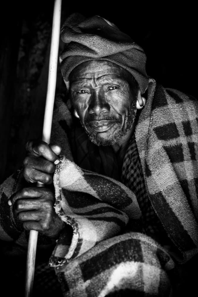 Wise Tribal Man Portrait by Goran Jovic — canvas wall art