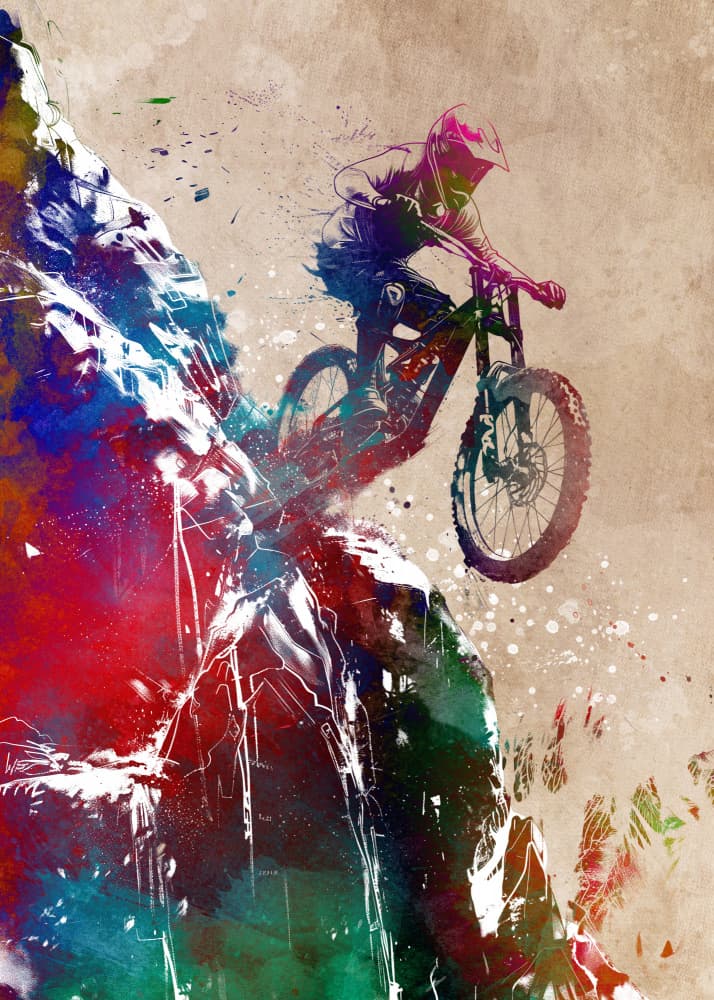 Mountain Biker Splash by Justyna Jaszke — canvas wall art