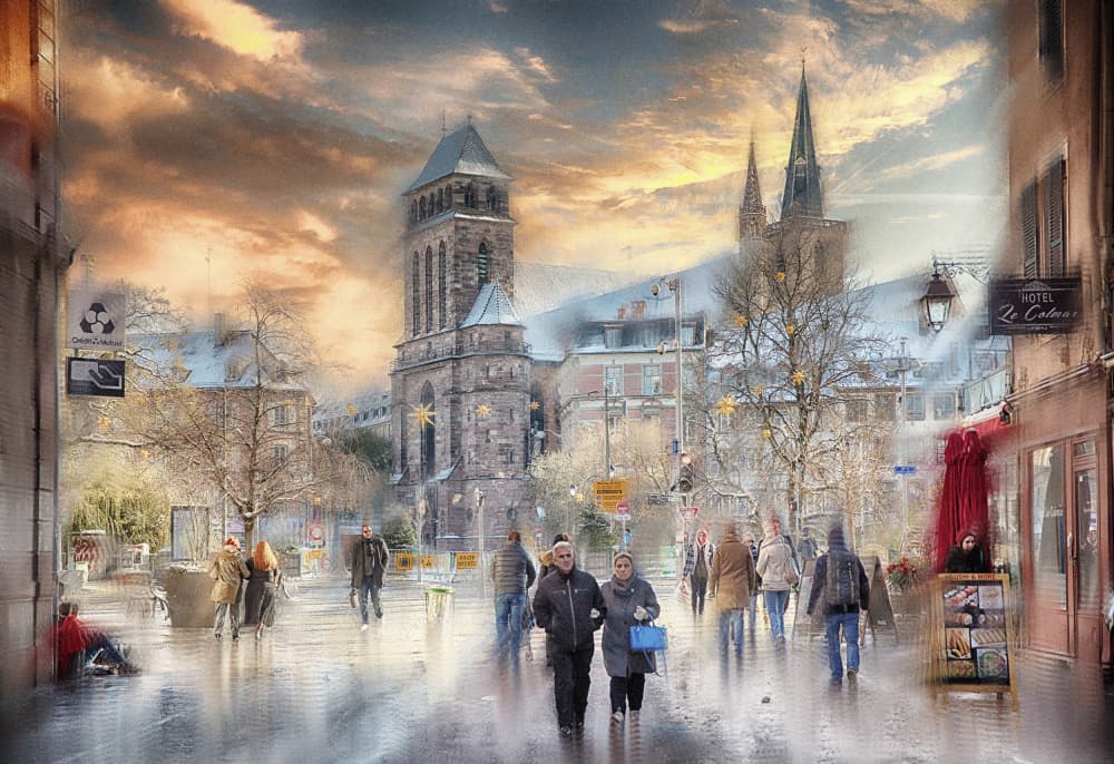 European City Dusk Reflections by C.S. Tjandra — canvas wall art