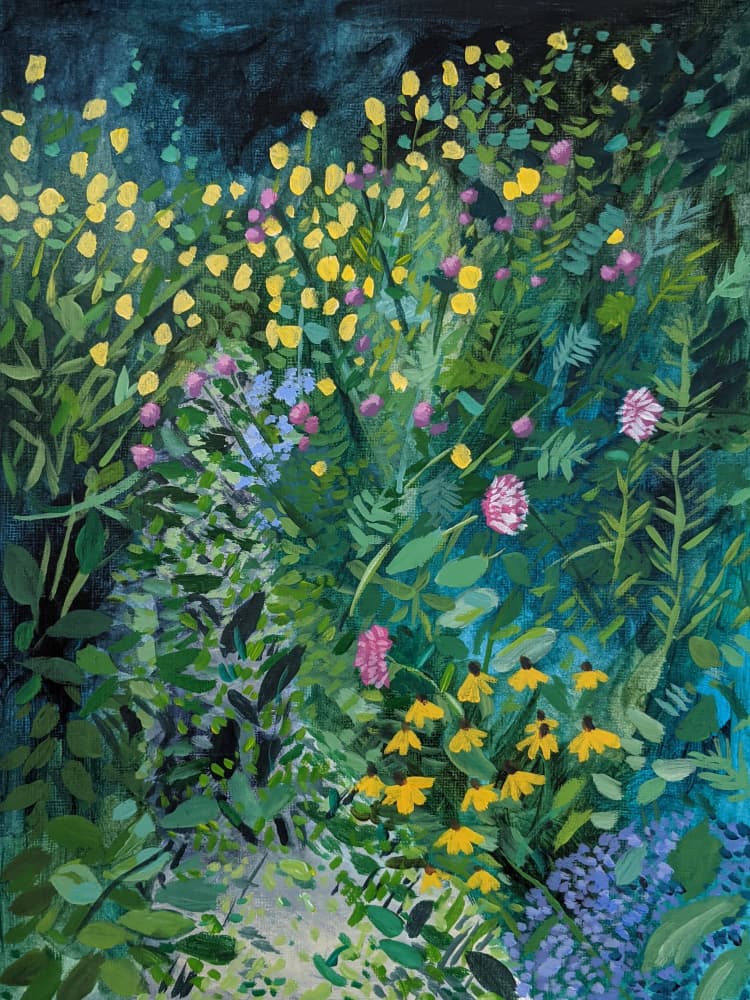 Vibrant Summer Garden by Claire Whitehead — canvas wall art