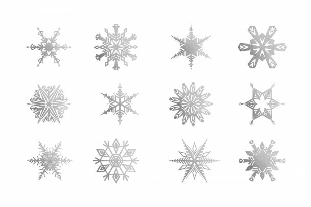 Elegant Silver Snowflakes by Rosana Laiz Blursbyai — canvas wall art