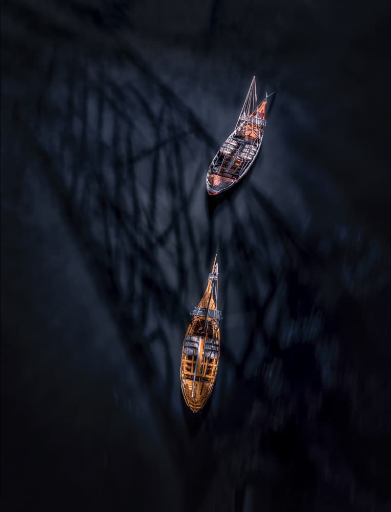 Boats and Shaded Waters by Frank W. — canvas wall art