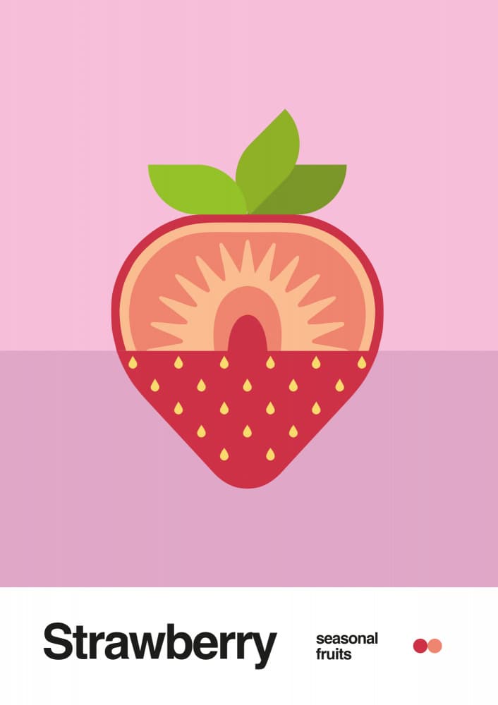 Strawberry Half Illustration by David Vineïs — canvas wall art