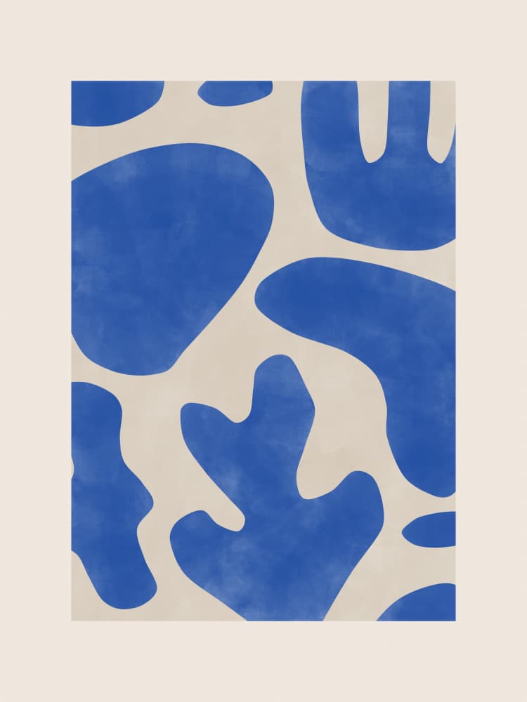 Calm Abstract Blue Shapes by Elena Ristova — canvas wall art