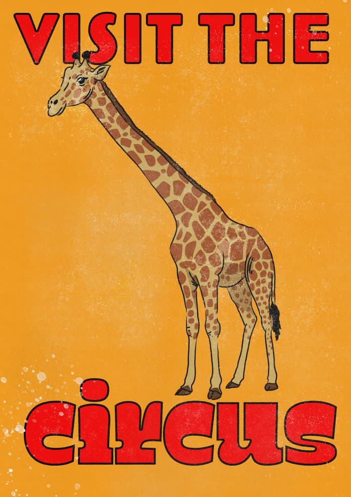 Vintage Circus Giraffe by Nicholas — canvas wall art
