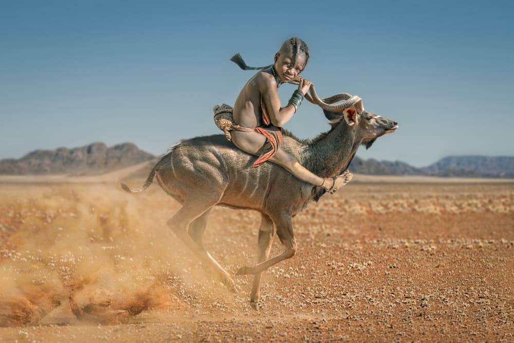 African Child's Wild Ride by Marcel Egger — canvas wall art