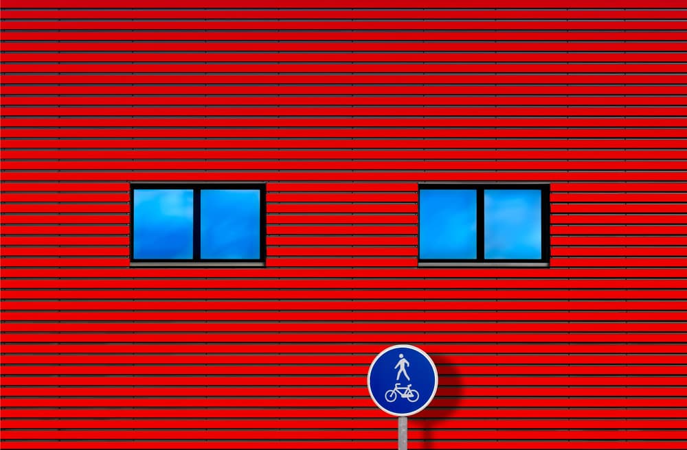 Red Wall Blue Windows by Alfonso Novillo — canvas wall art