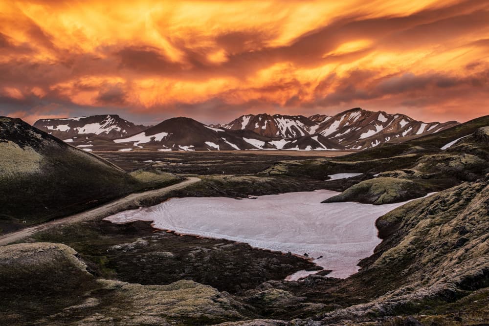 Orange Sky Mountain Vista by jenny j rao — canvas wall art