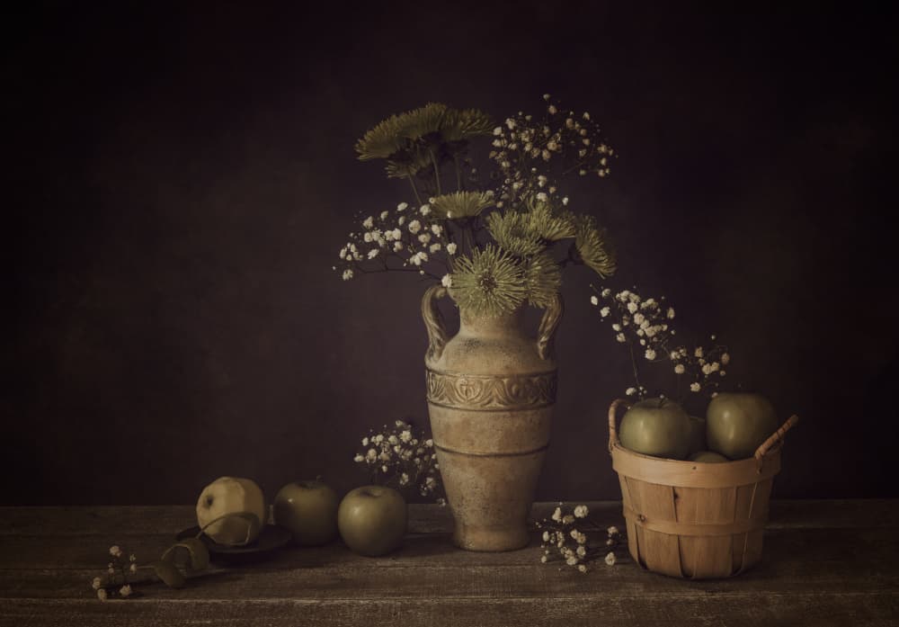 Green Apple Still Life by May G — canvas wall art