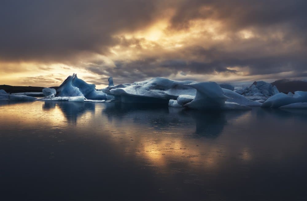 Golden Glacier Lagoon by queverenislandia.es — canvas wall art