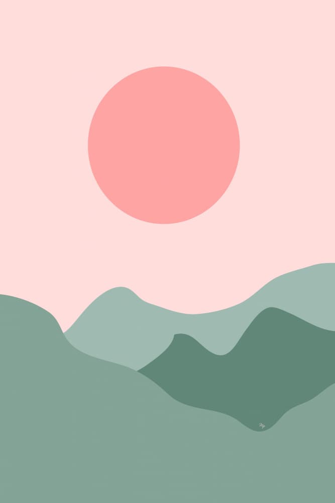 Minimalist Sun Mountains by Martina — canvas wall art