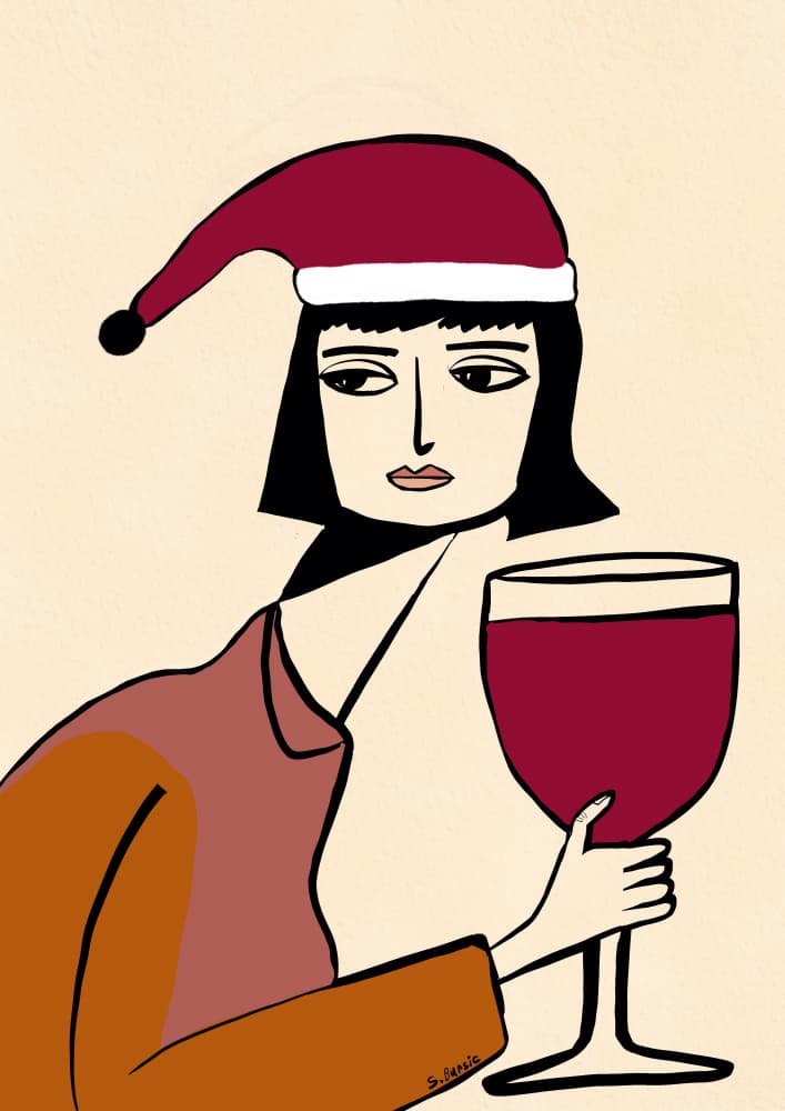 Festive Woman Wine Glass by Sharyn Bursic — canvas wall art