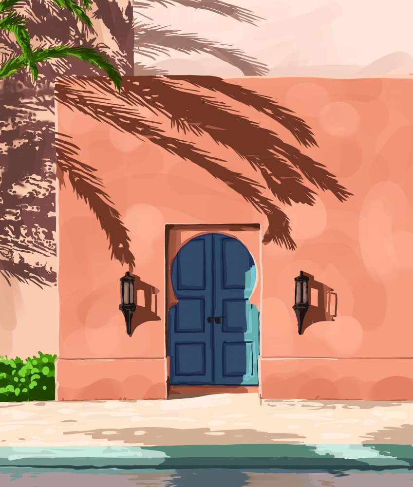 Sunny Moroccan Blue Door by Uma Gokhale — canvas wall art
