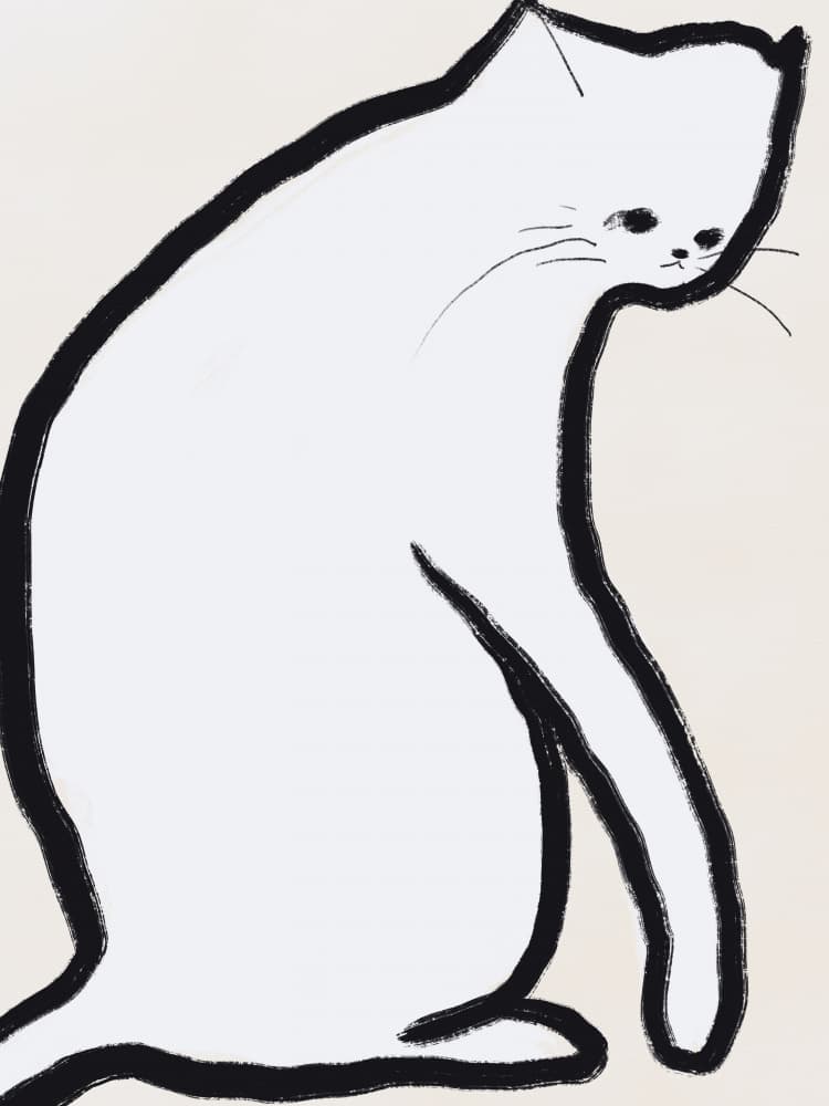 Pensive White Cat by Little Dean — canvas wall art