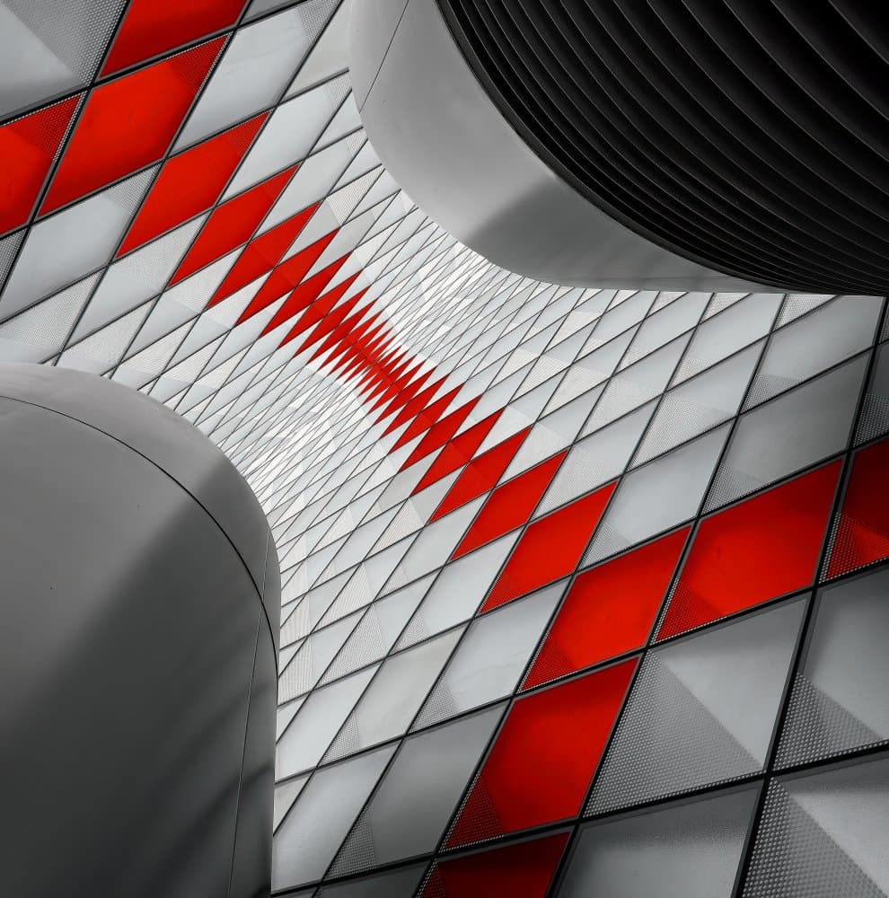 Dynamic Red Geometry by Tomasz Buczkowski ( Tomush ) — canvas wall art
