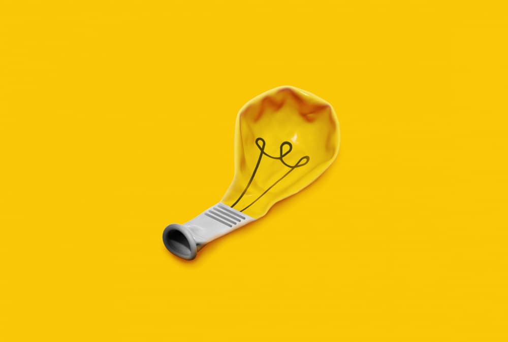 Deflated Lightbulb Idea by Artem Pozdniakov — canvas wall art