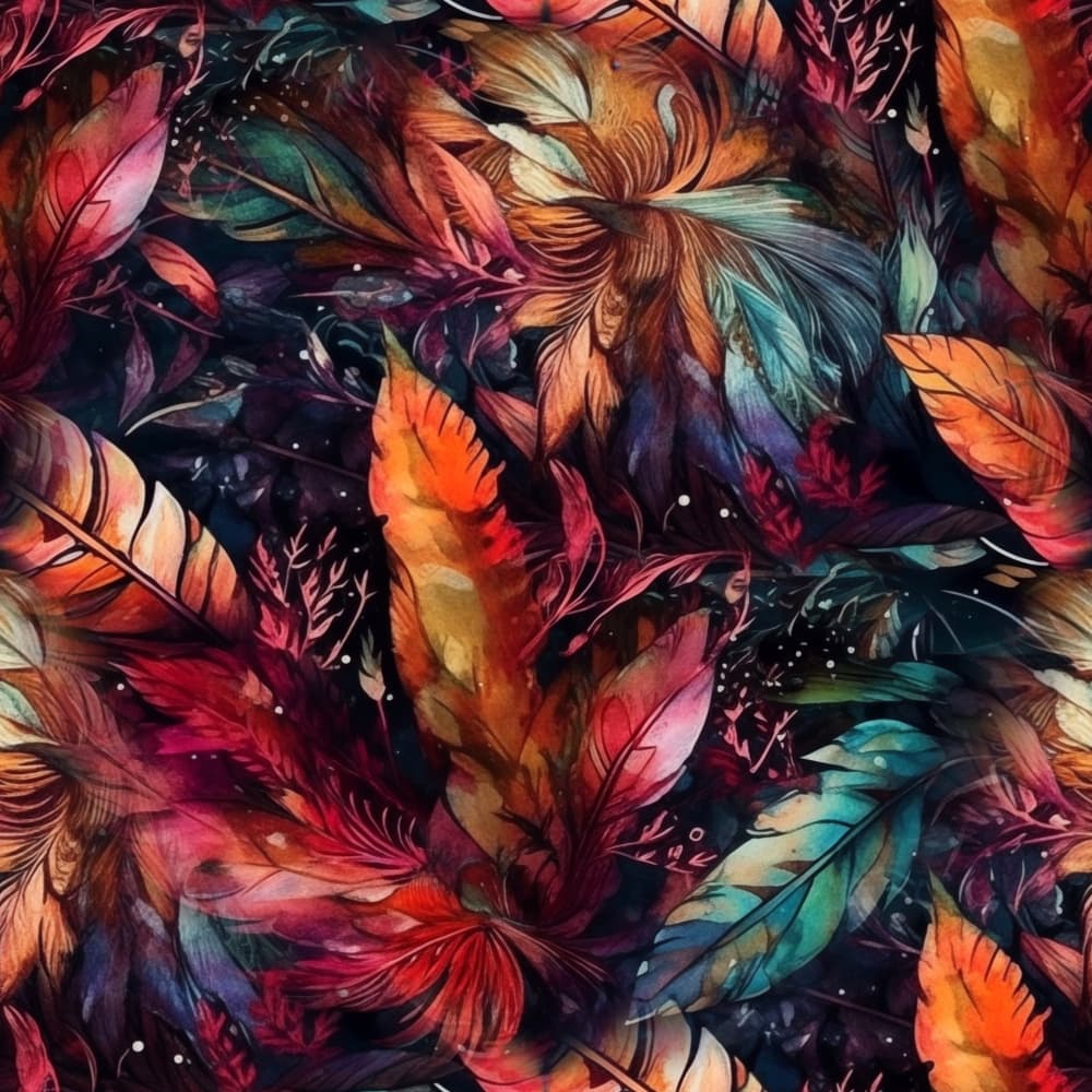 Vibrant Bohemian Feathers by Justyna Jaszke — canvas wall art