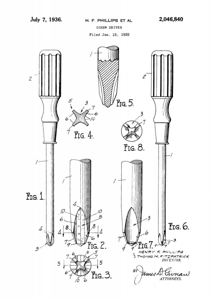 Phillips Screwdriver Patent by Andreas Magnusson — canvas wall art