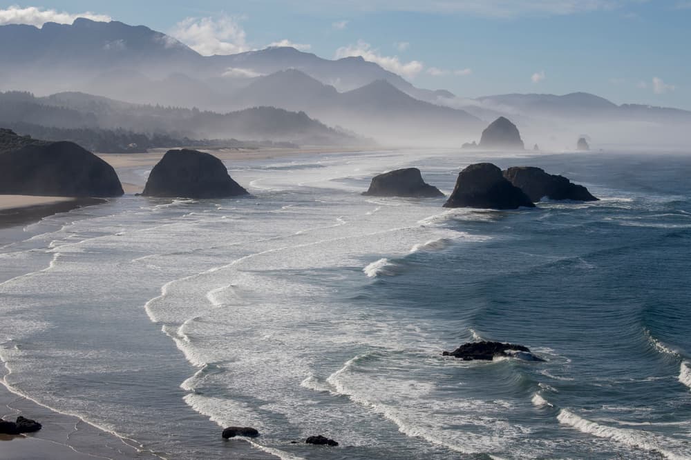 Misty Coastal Sea Stacks by Robbert Mulder — canvas wall art