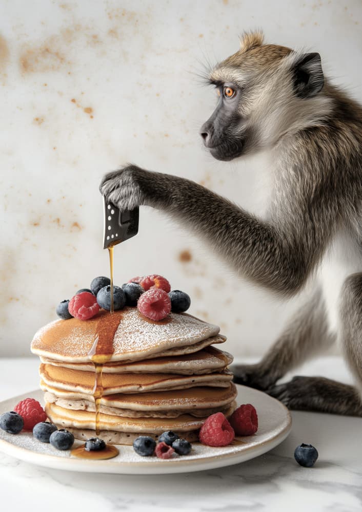 Whimsical Monkey Pancakes by Niky Rahner — canvas wall art