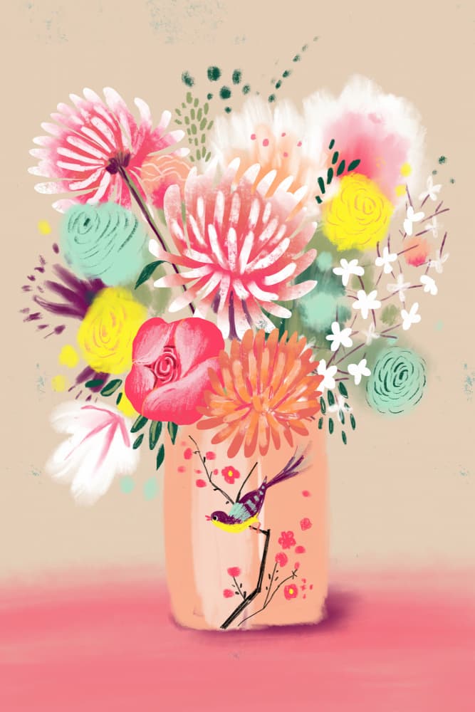 Whimsical Floral Display by uta krogmann — canvas wall art