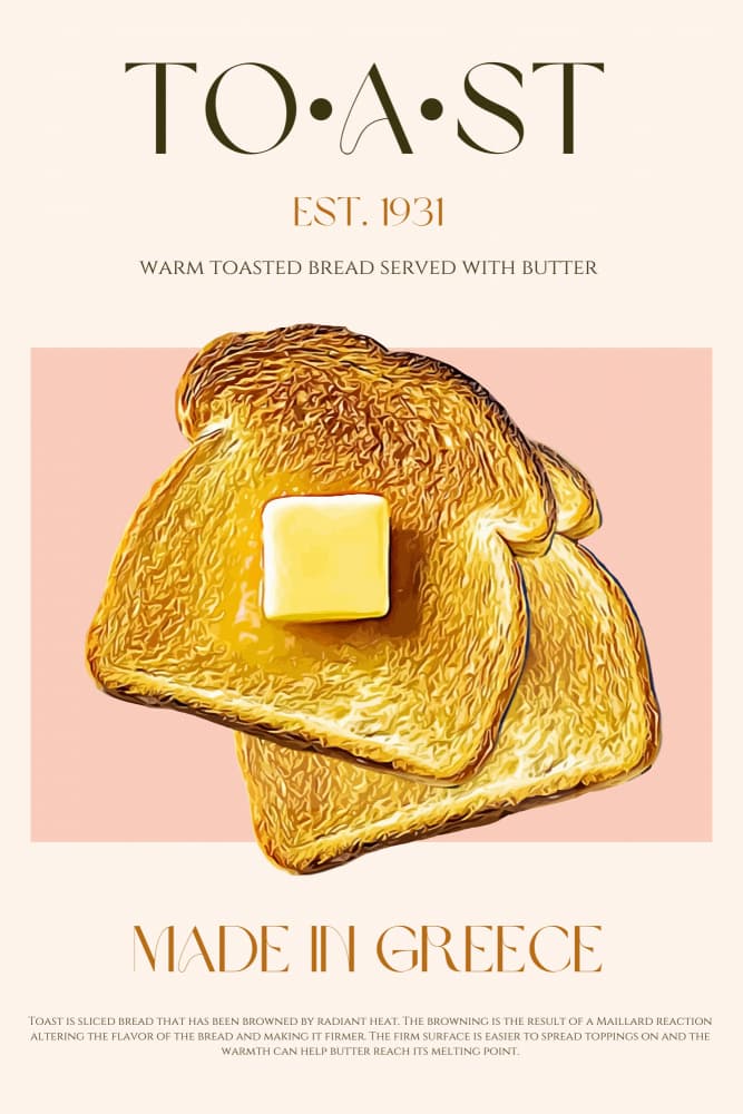 Golden Buttered Toast by Nazma Khokhar — canvas wall art