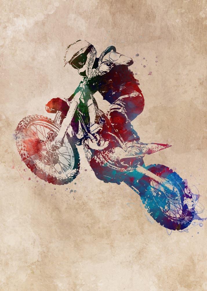 Vibrant Motocross Jump by Justyna Jaszke — canvas wall art