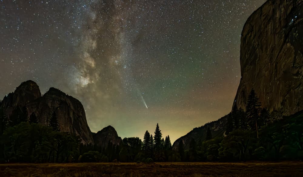 Comet Over Yosemite Valley by Ning Lin — canvas wall art