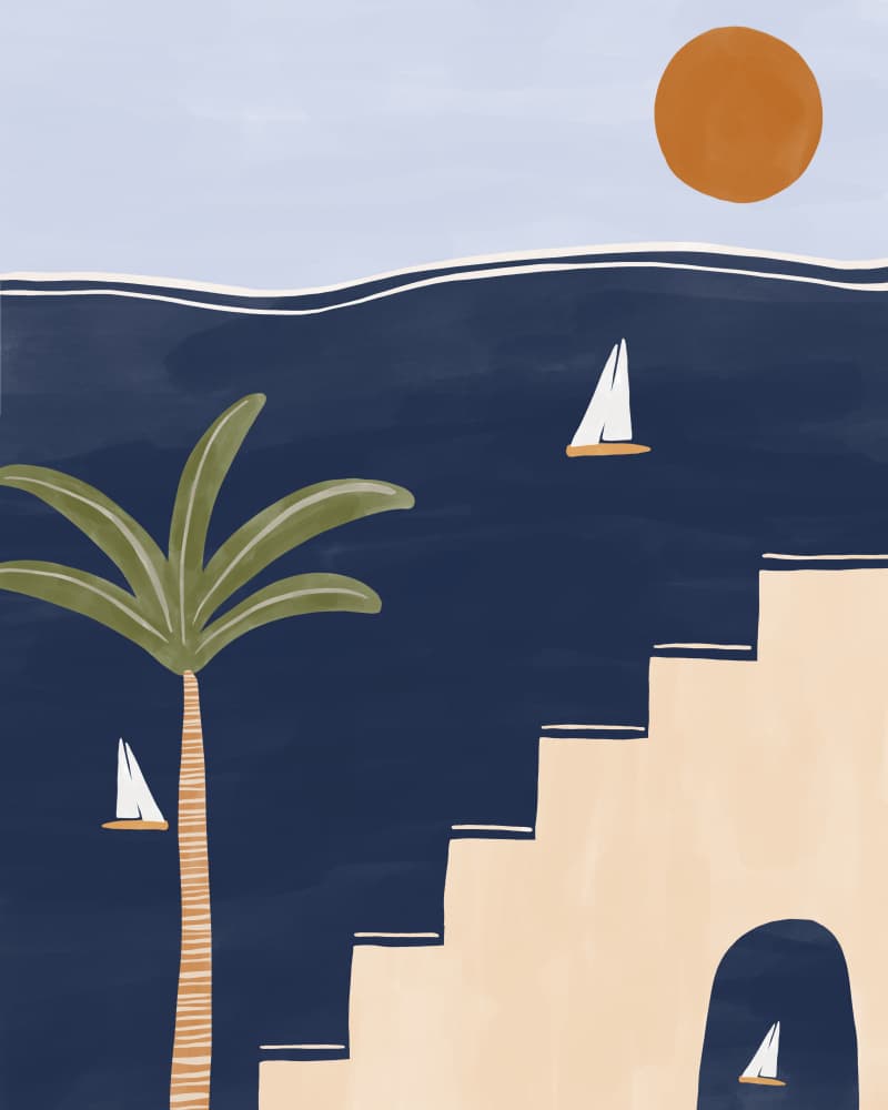 Mediterranean Summer Steps by Ivy Green Illustrations — canvas wall art