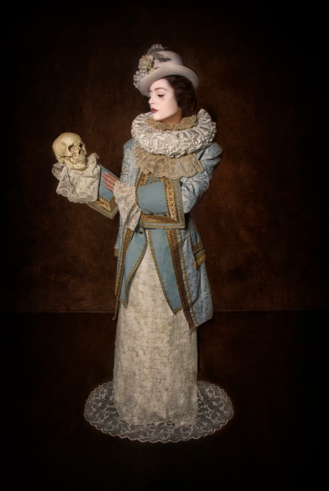 Elegant Lady with Skull by Carola Kayen-Mouthaan — canvas wall art