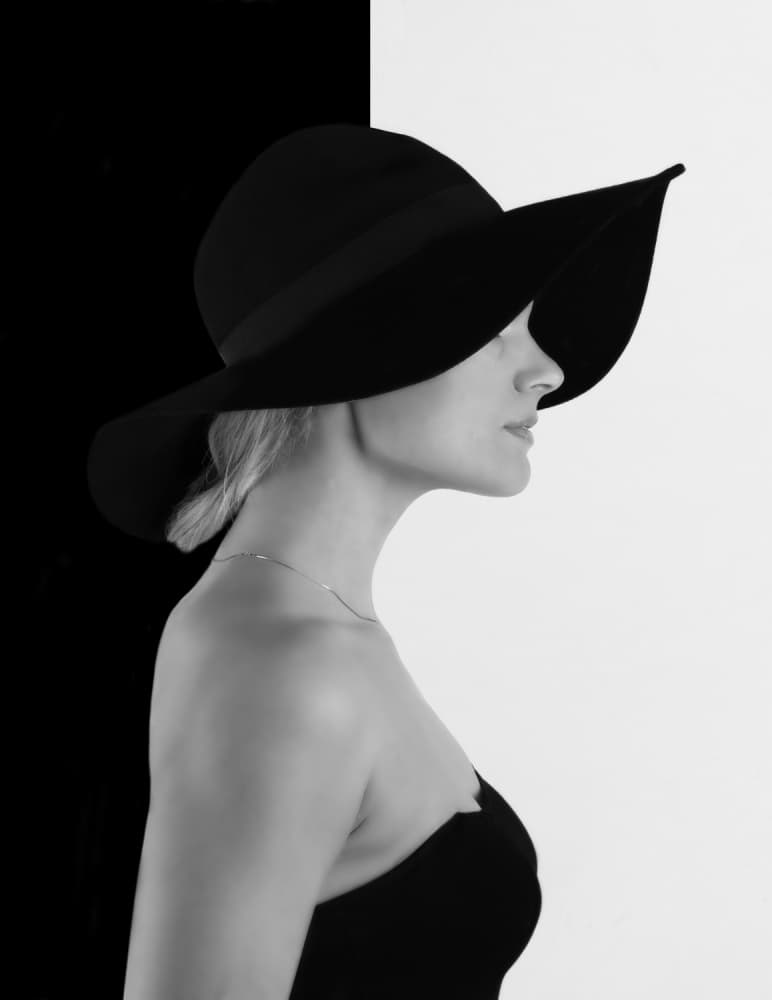 Elegant Black Hat Profile by Kent Mathiesen — canvas wall art