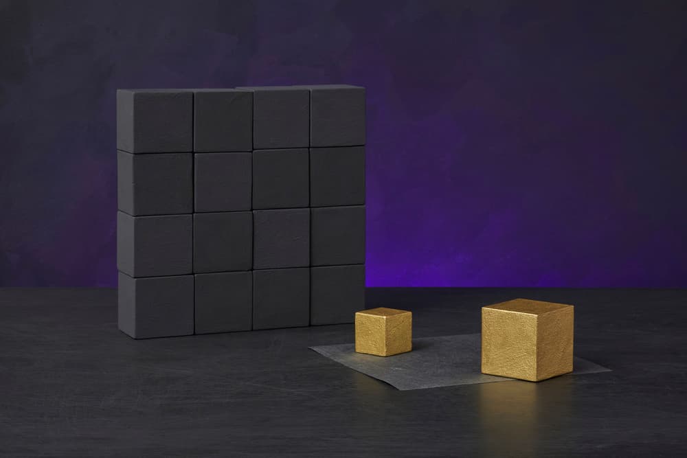Golden Cubes Dark Purple by Christophe Verot — canvas wall art