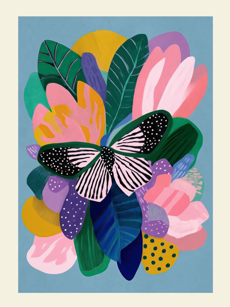 Colorful Botanical Butterfly by Nadjaa — canvas wall art