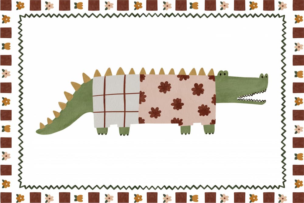 Quilted Crocodile by Treechild — canvas wall art