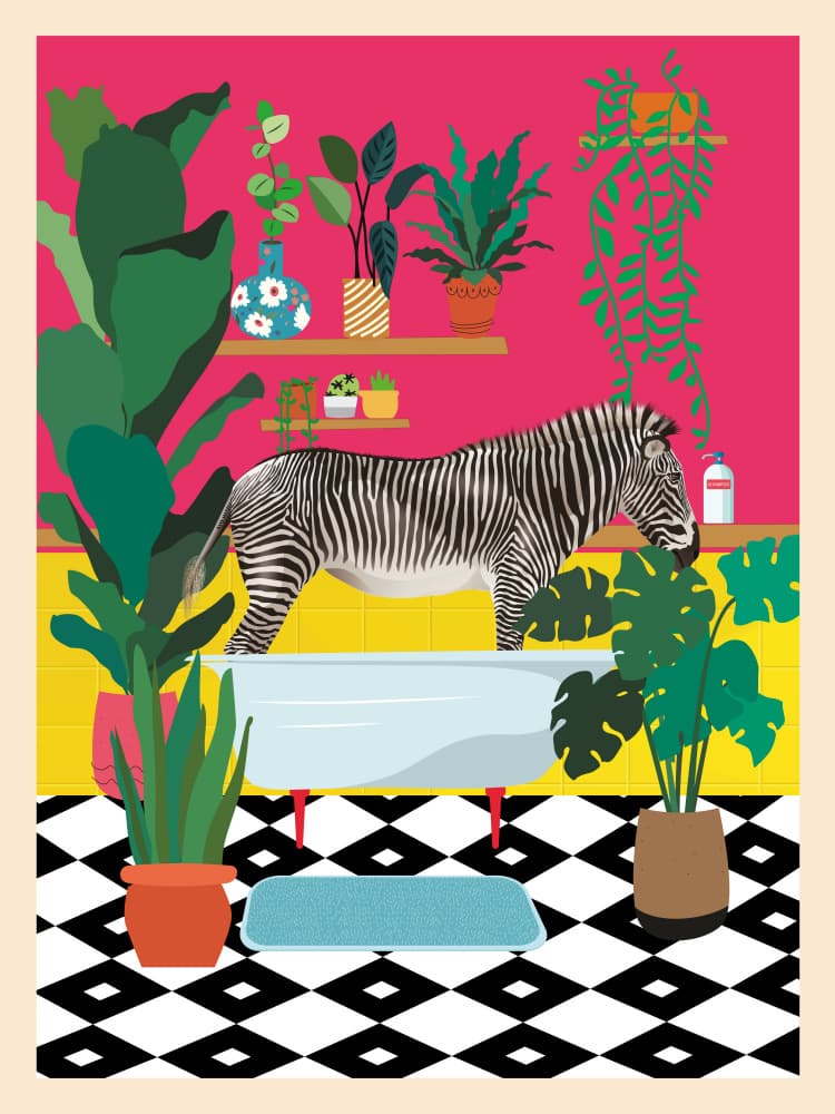 Jungle Bathroom Zebra by WallChart Art Studio — canvas wall art