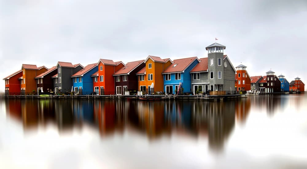 Colorful Canal Houses by Eric Mattheyses — canvas wall art