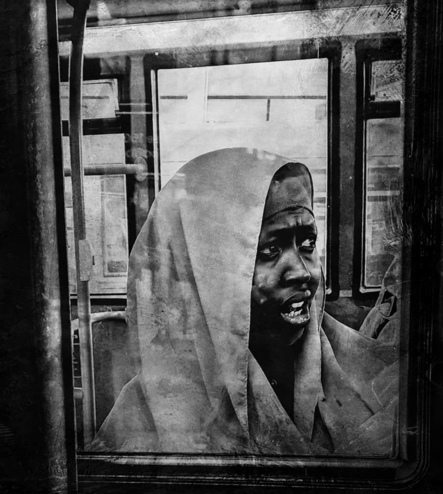 Pensive Bus Window Portrait by Robert Fabrowski — canvas wall art