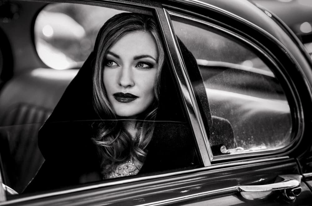 Elegant Woman In Car by Peter Müller Photography — canvas wall art