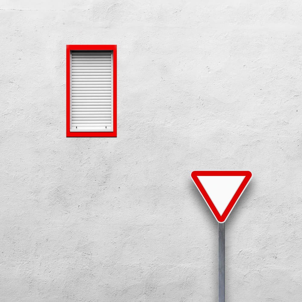 Red Window Yield Sign by Alfonso Novillo — canvas wall art
