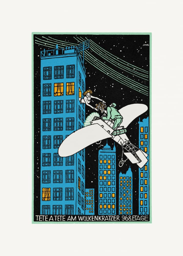 Tête Á Tête On the 968th Floor of a Skyscraper by Moriz Jung — canvas wall art