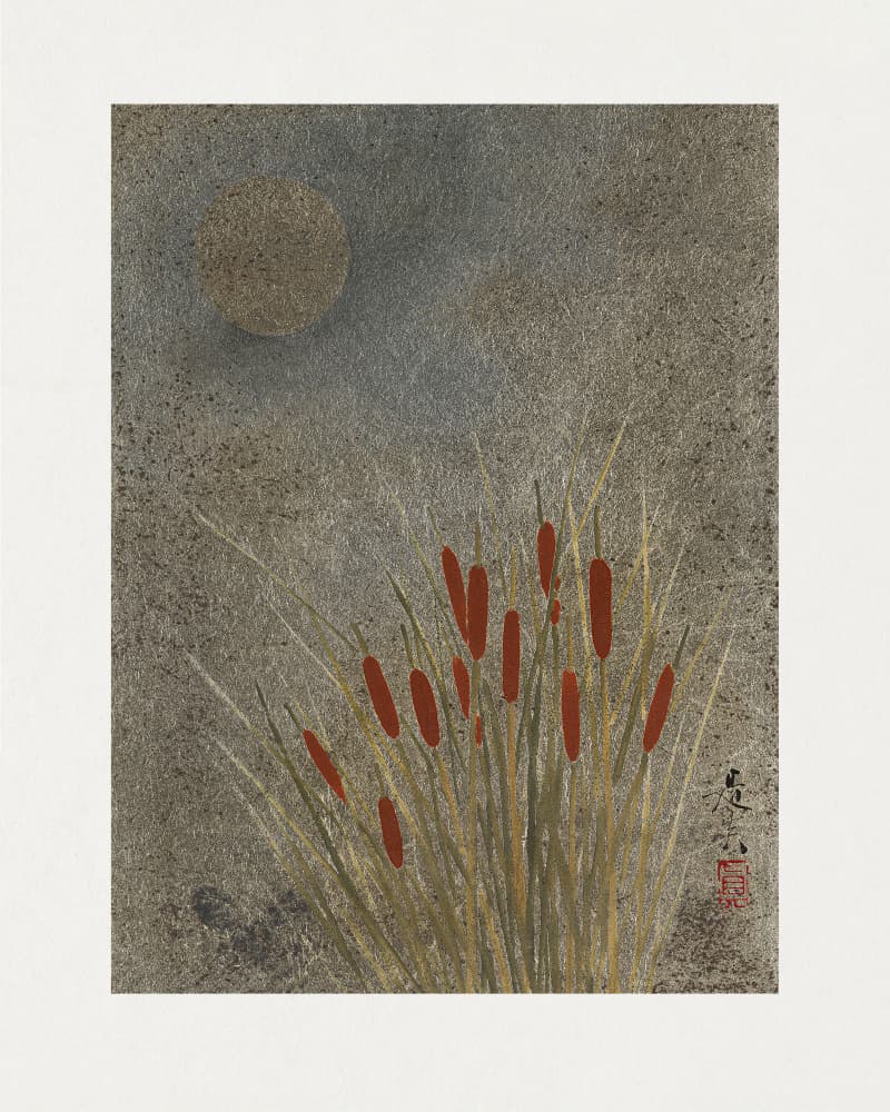 Japanese Grass Field At Night (1807–1891) by Shibata Zeshin — canvas wall art